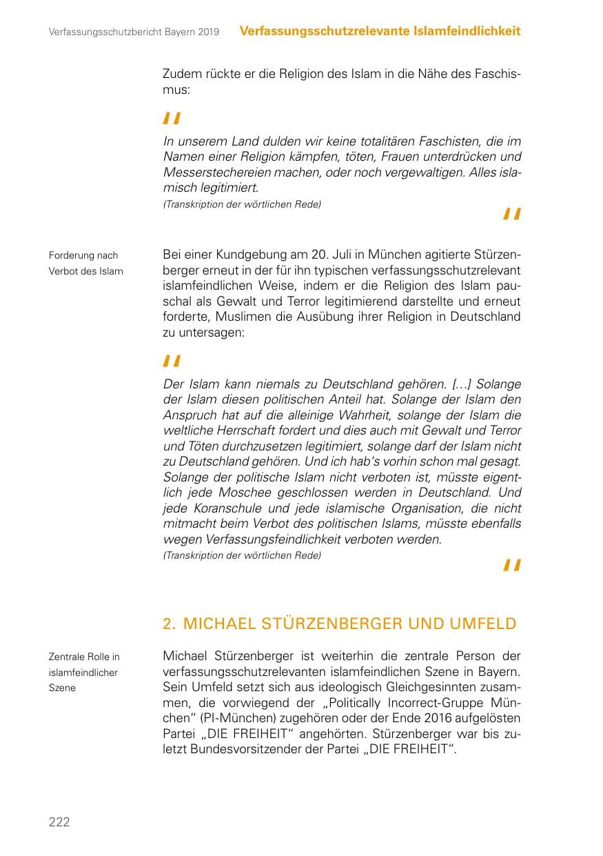 Seite 222 des Verfassungsschutzbericht 2019 Bayern