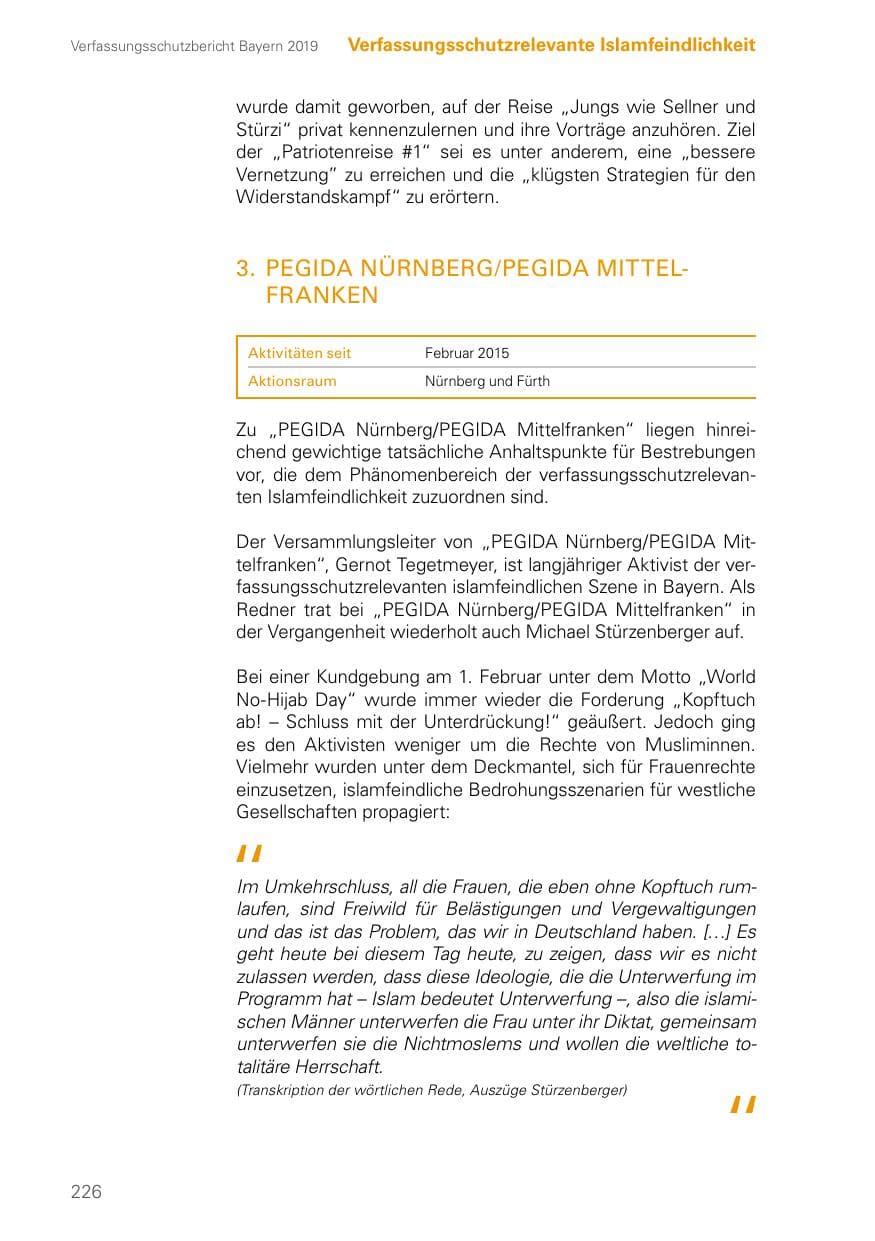 Seite 226 des Verfassungsschutzbericht 2019 Bayern