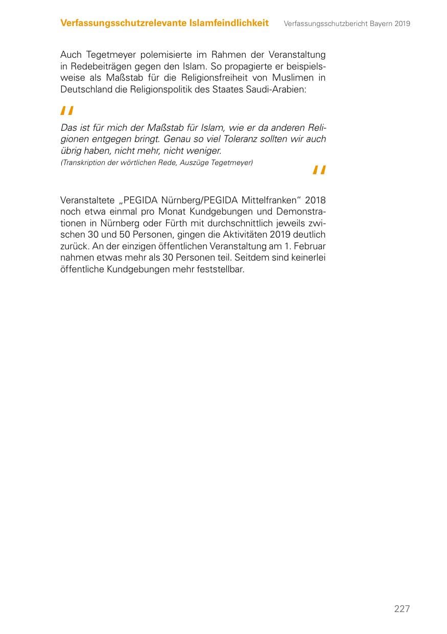 Seite 227 des Verfassungsschutzbericht 2019 Bayern