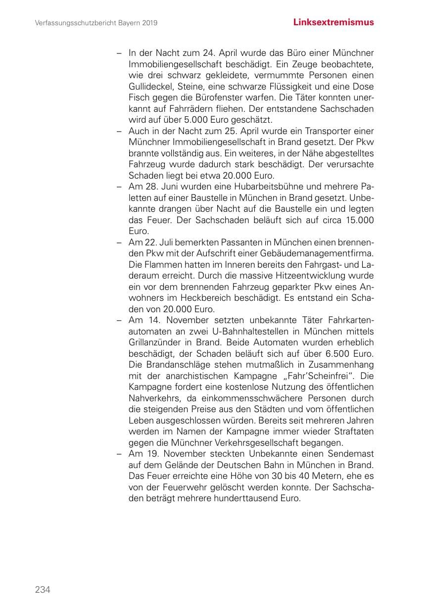 Seite 234 des Verfassungsschutzbericht 2019 Bayern