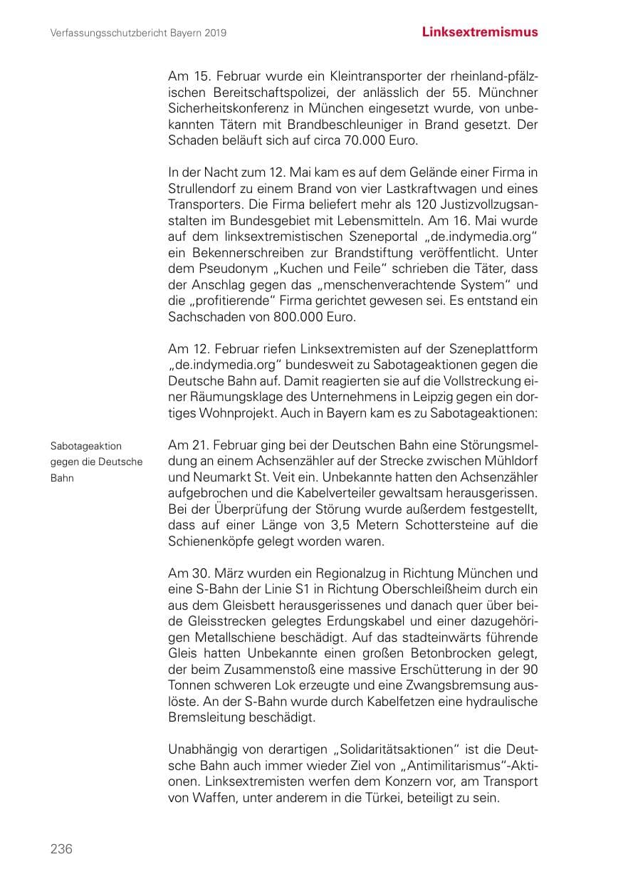 Seite 236 des Verfassungsschutzbericht 2019 Bayern