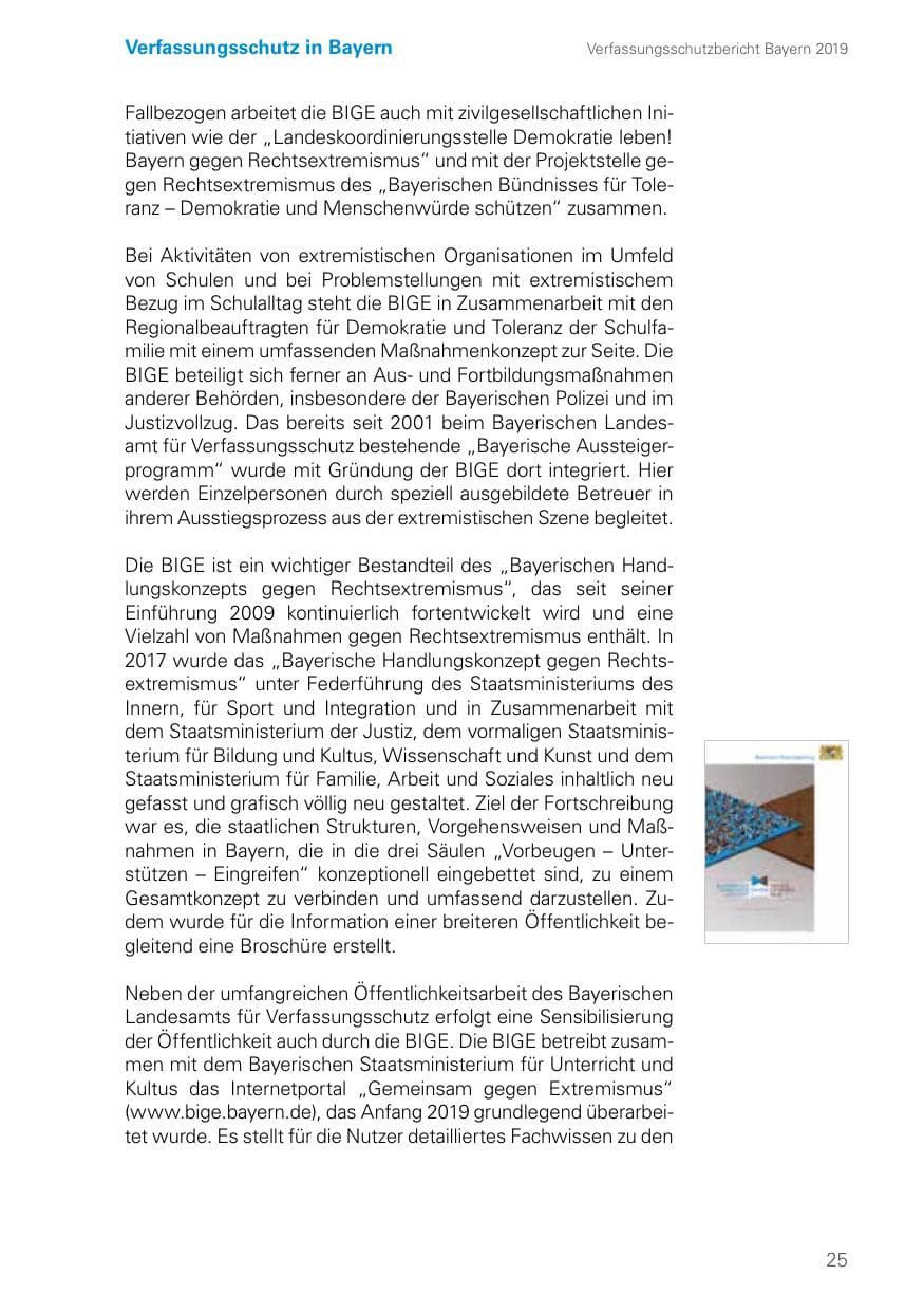 Seite 25 des Verfassungsschutzbericht 2019 Bayern