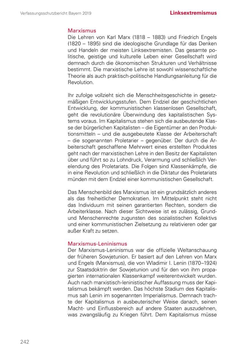 Seite 242 des Verfassungsschutzbericht 2019 Bayern