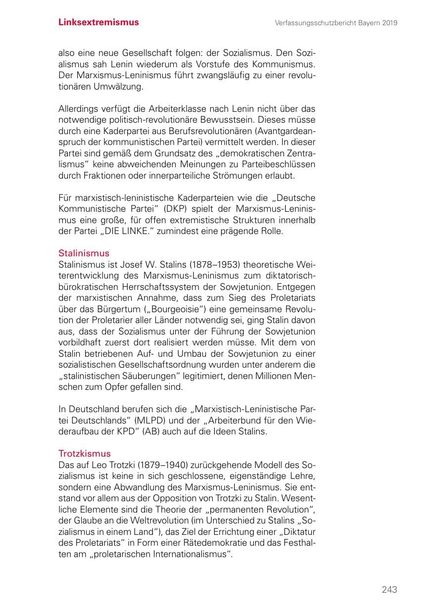 Seite 243 des Verfassungsschutzbericht 2019 Bayern
