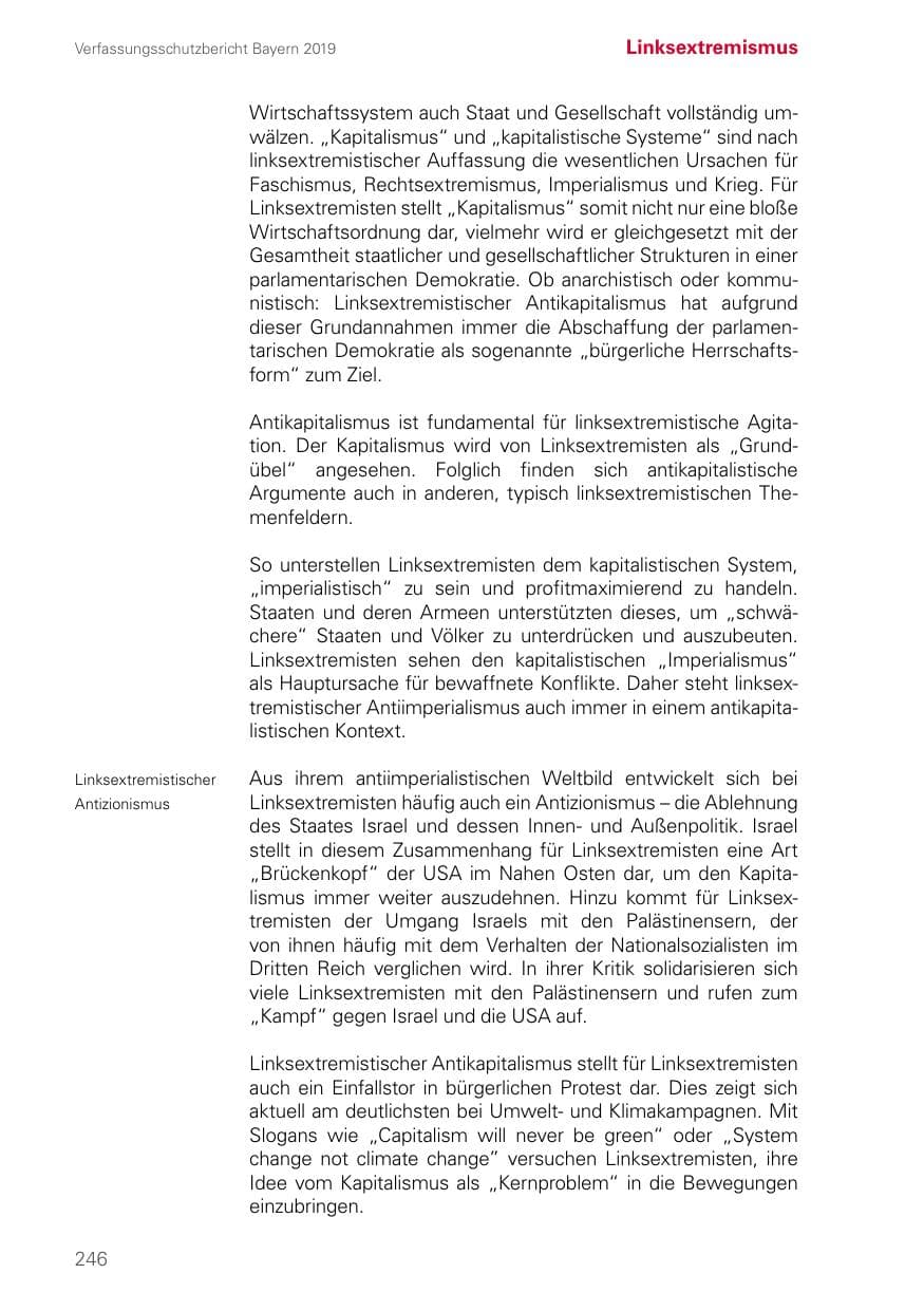 Seite 246 des Verfassungsschutzbericht 2019 Bayern