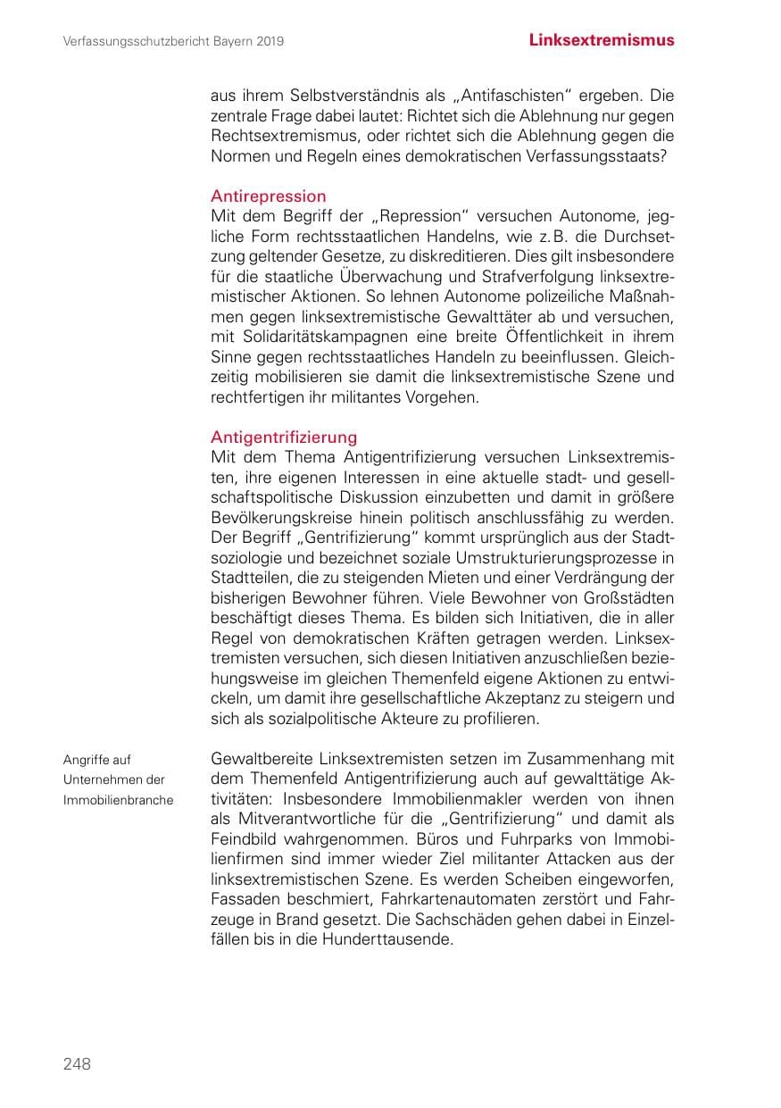 Seite 248 des Verfassungsschutzbericht 2019 Bayern