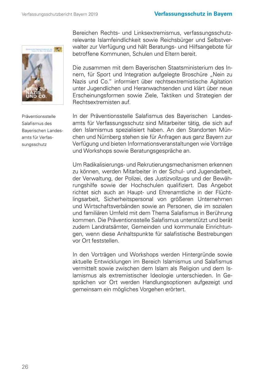 Seite 26 des Verfassungsschutzbericht 2019 Bayern