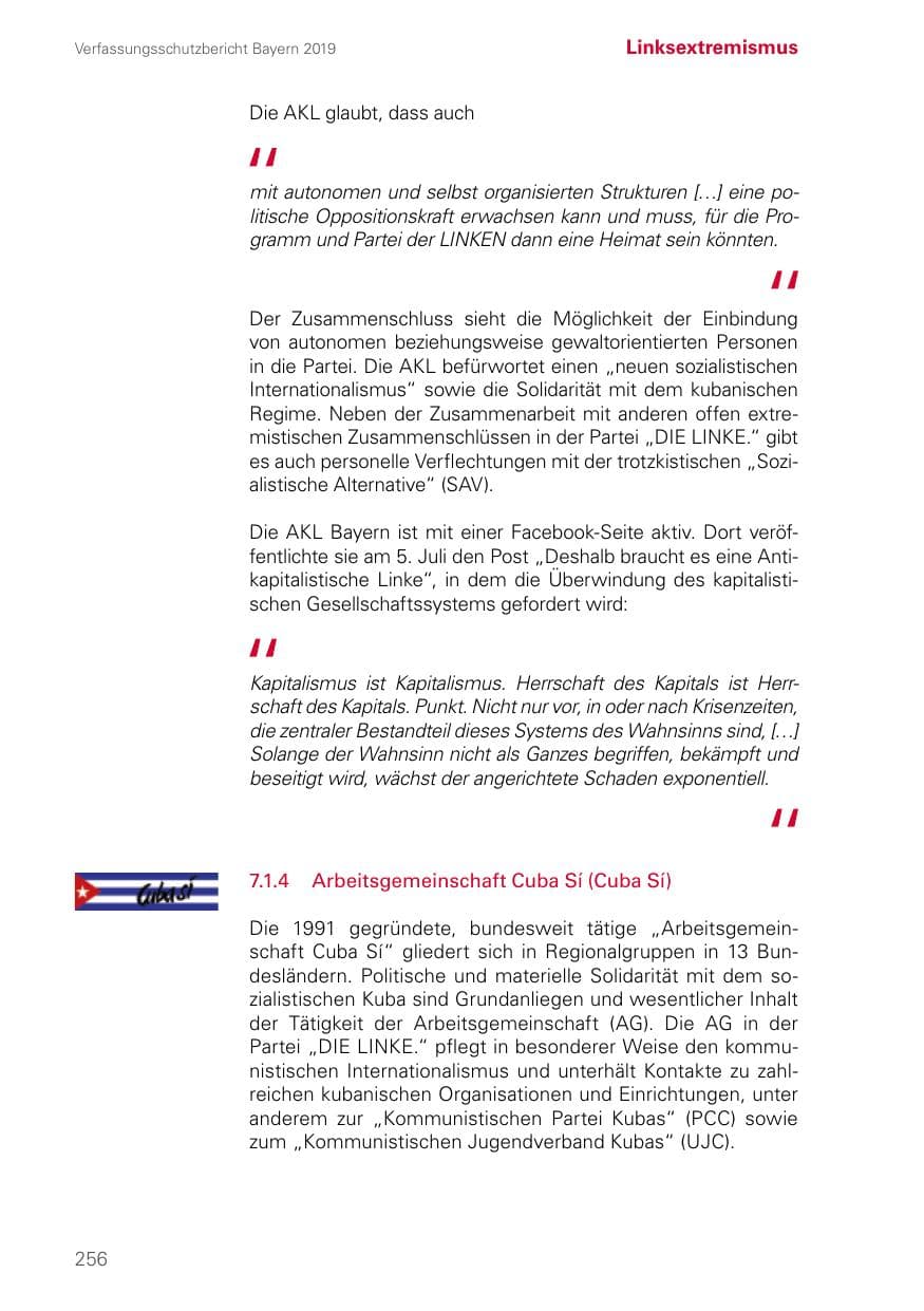 Seite 256 des Verfassungsschutzbericht 2019 Bayern