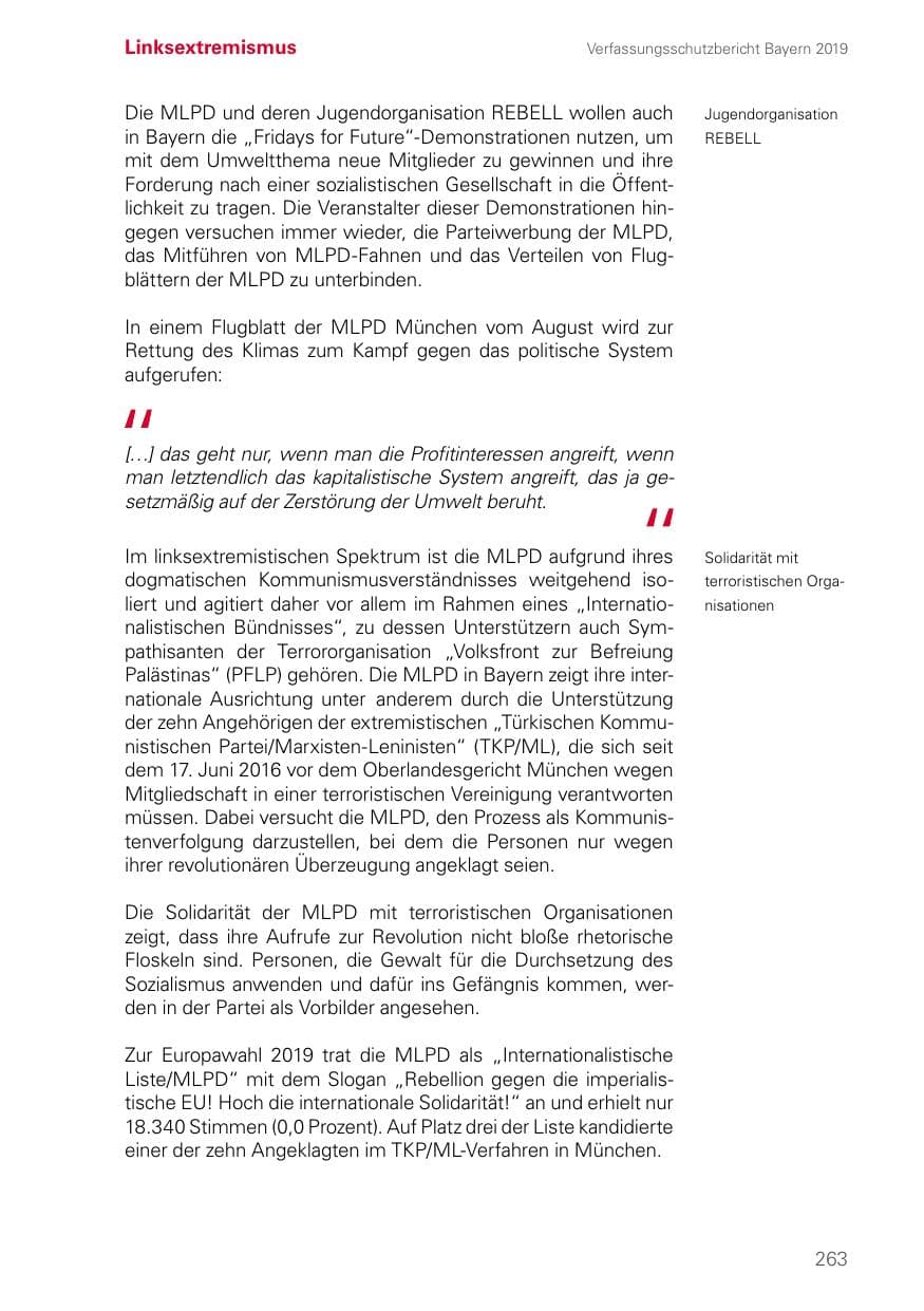 Seite 263 des Verfassungsschutzbericht 2019 Bayern