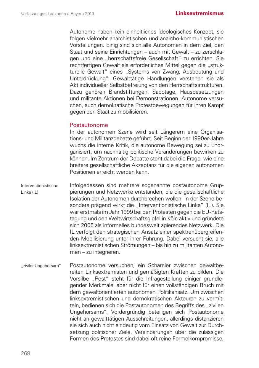 Seite 268 des Verfassungsschutzbericht 2019 Bayern
