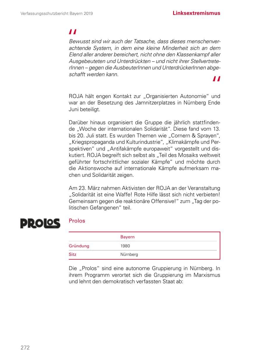 Seite 272 des Verfassungsschutzbericht 2019 Bayern