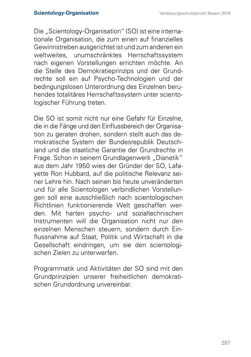Seite 287 des Verfassungsschutzbericht 2019 Bayern