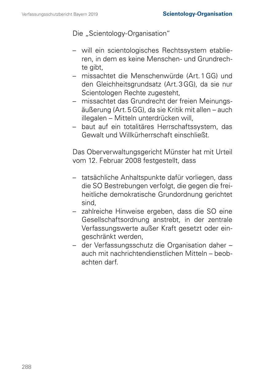 Seite 288 des Verfassungsschutzbericht 2019 Bayern