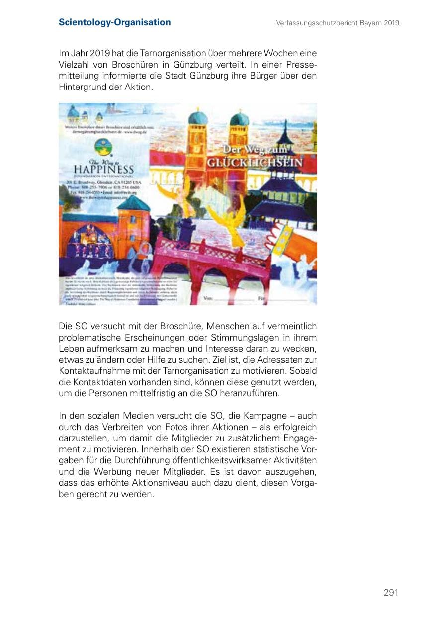 Seite 291 des Verfassungsschutzbericht 2019 Bayern