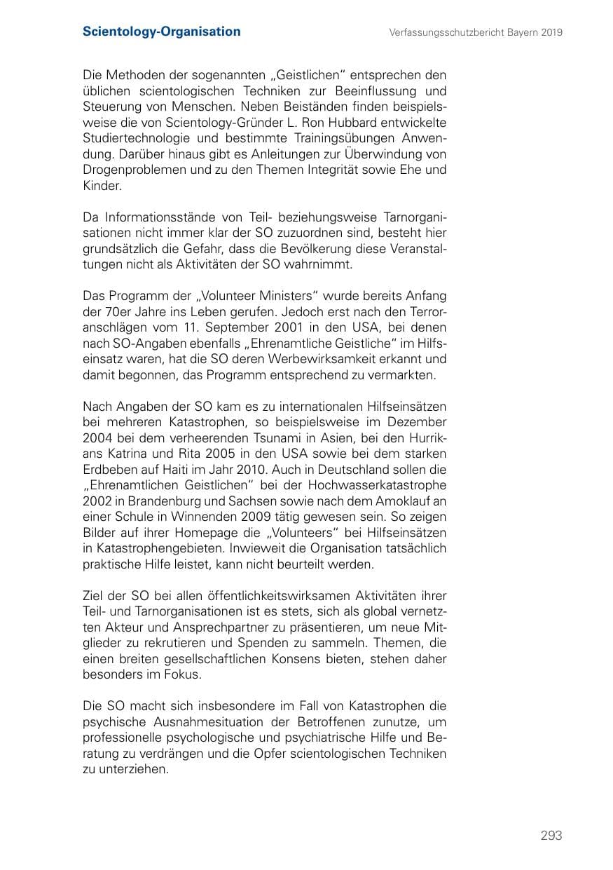 Seite 293 des Verfassungsschutzbericht 2019 Bayern