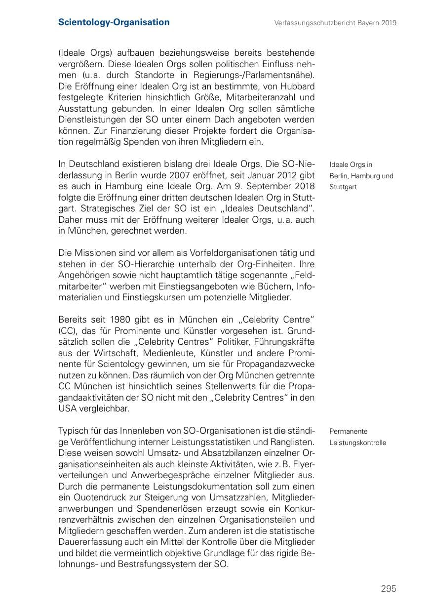 Seite 295 des Verfassungsschutzbericht 2019 Bayern