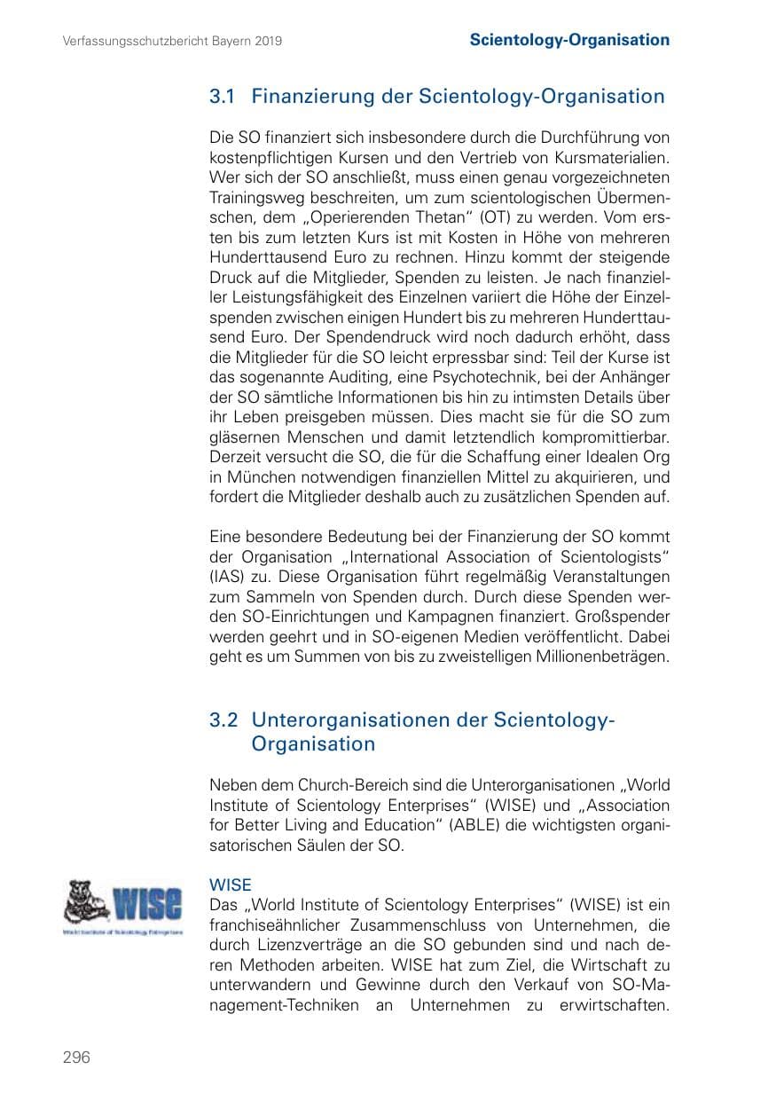 Seite 296 des Verfassungsschutzbericht 2019 Bayern
