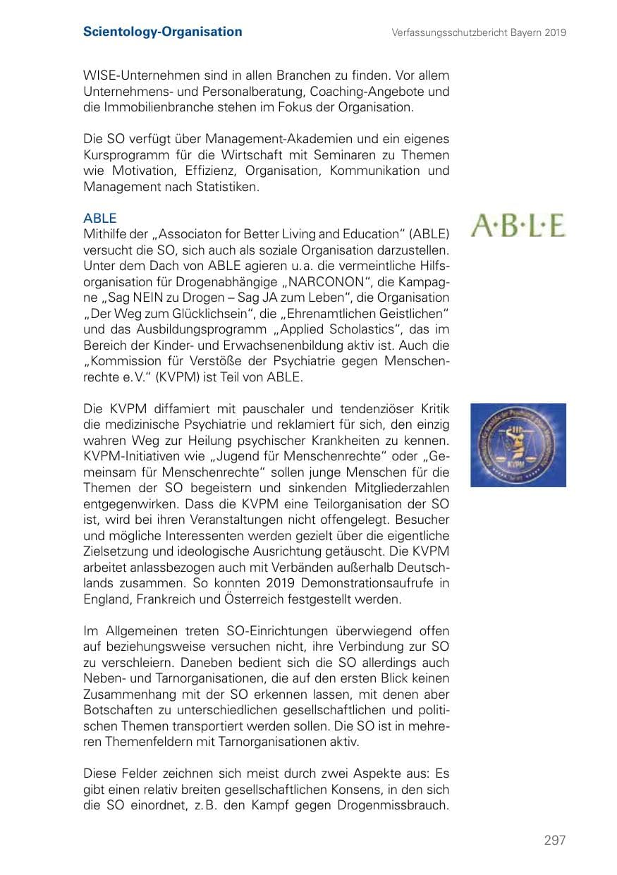 Seite 297 des Verfassungsschutzbericht 2019 Bayern