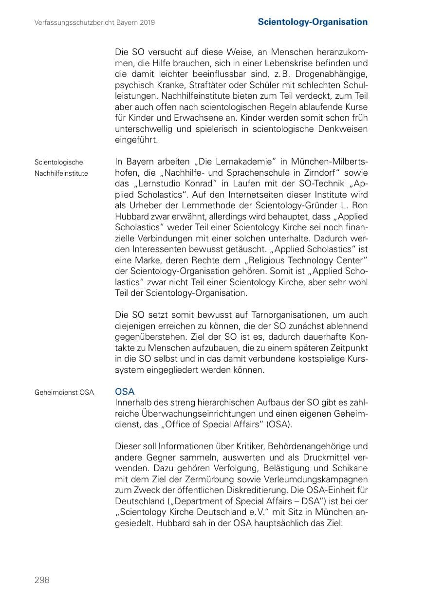 Seite 298 des Verfassungsschutzbericht 2019 Bayern