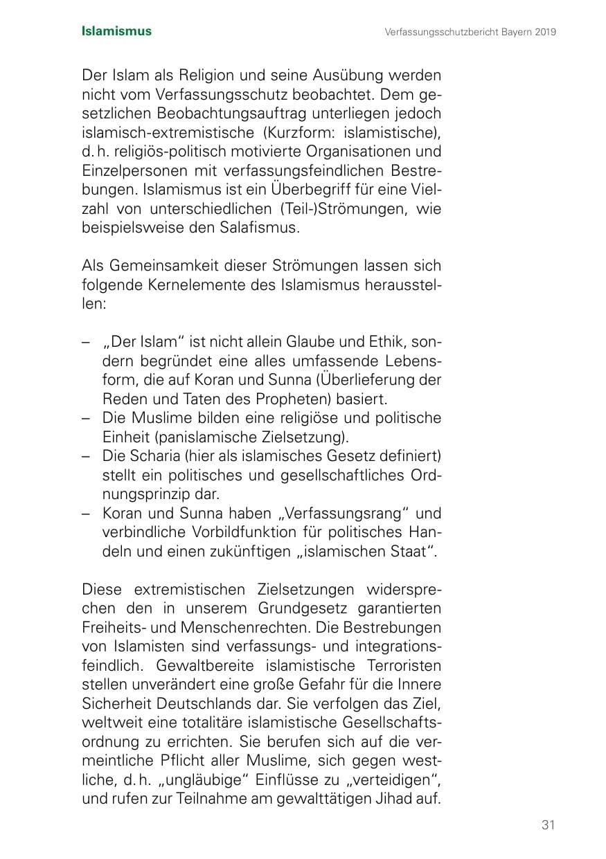 Seite 31 des Verfassungsschutzbericht 2019 Bayern
