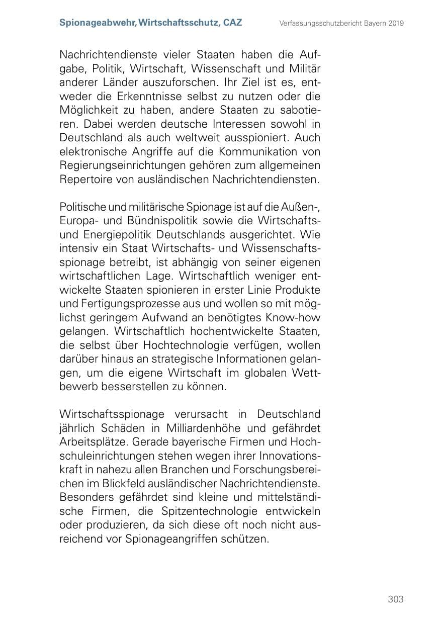Seite 303 des Verfassungsschutzbericht 2019 Bayern