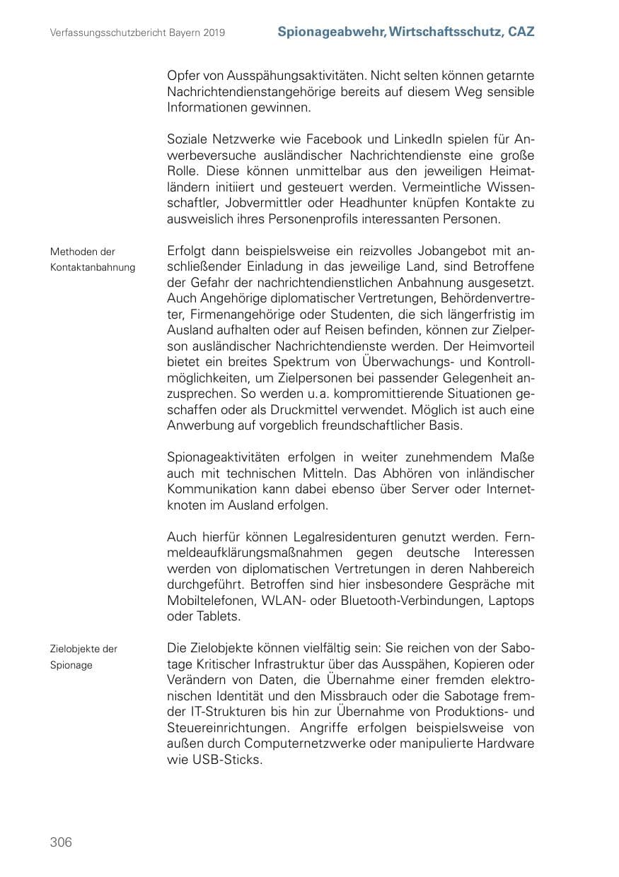 Seite 306 des Verfassungsschutzbericht 2019 Bayern