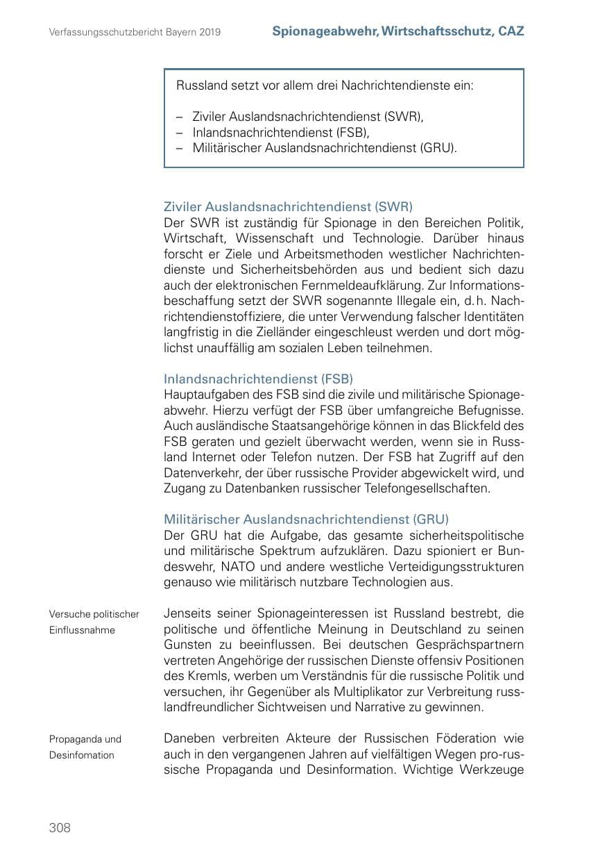 Seite 308 des Verfassungsschutzbericht 2019 Bayern