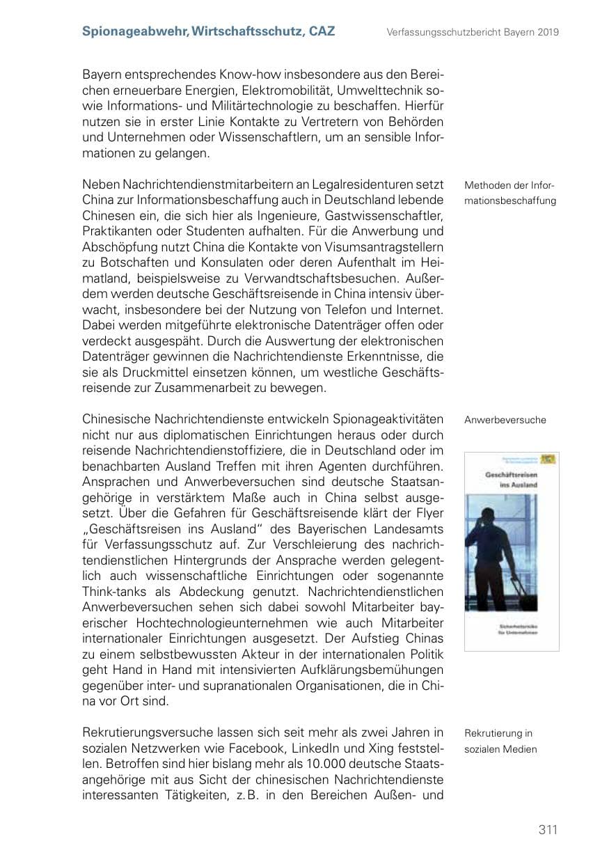 Seite 311 des Verfassungsschutzbericht 2019 Bayern