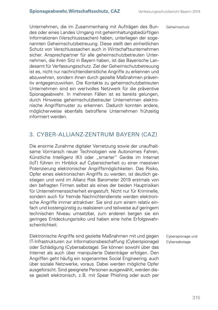 Seite 315 des Verfassungsschutzbericht 2019 Bayern