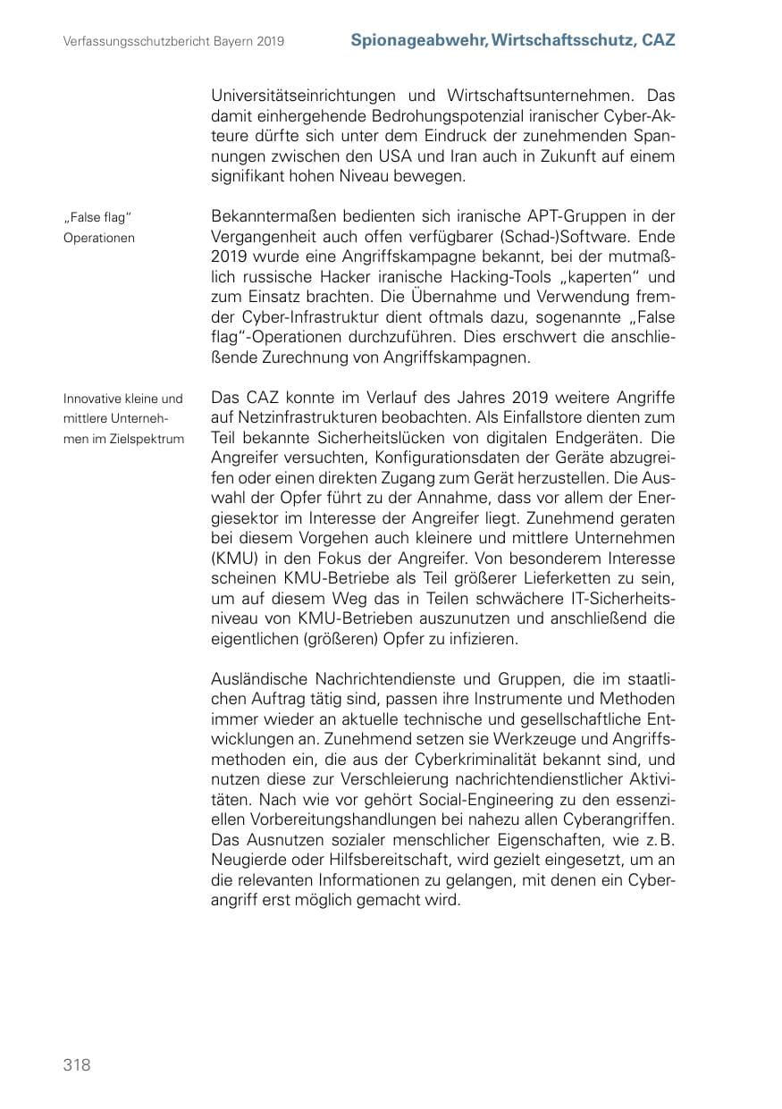 Seite 318 des Verfassungsschutzbericht 2019 Bayern