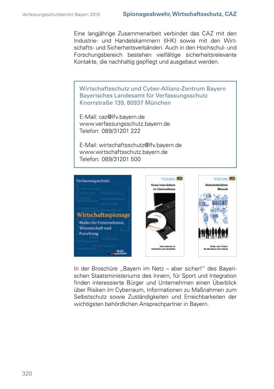 Seite 320 des Verfassungsschutzbericht 2019 Bayern