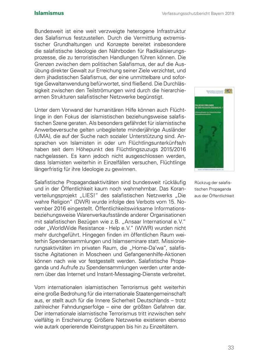 Seite 33 des Verfassungsschutzbericht 2019 Bayern