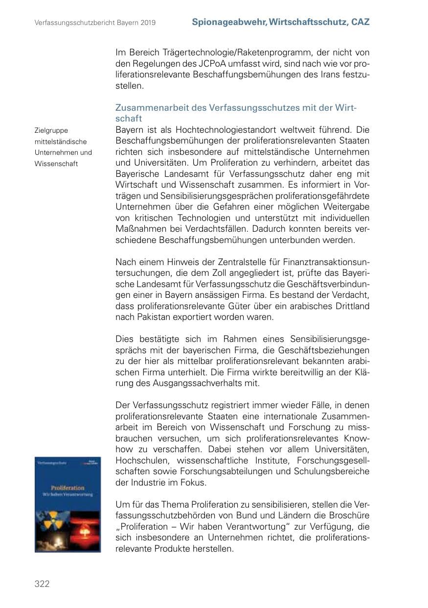 Seite 322 des Verfassungsschutzbericht 2019 Bayern