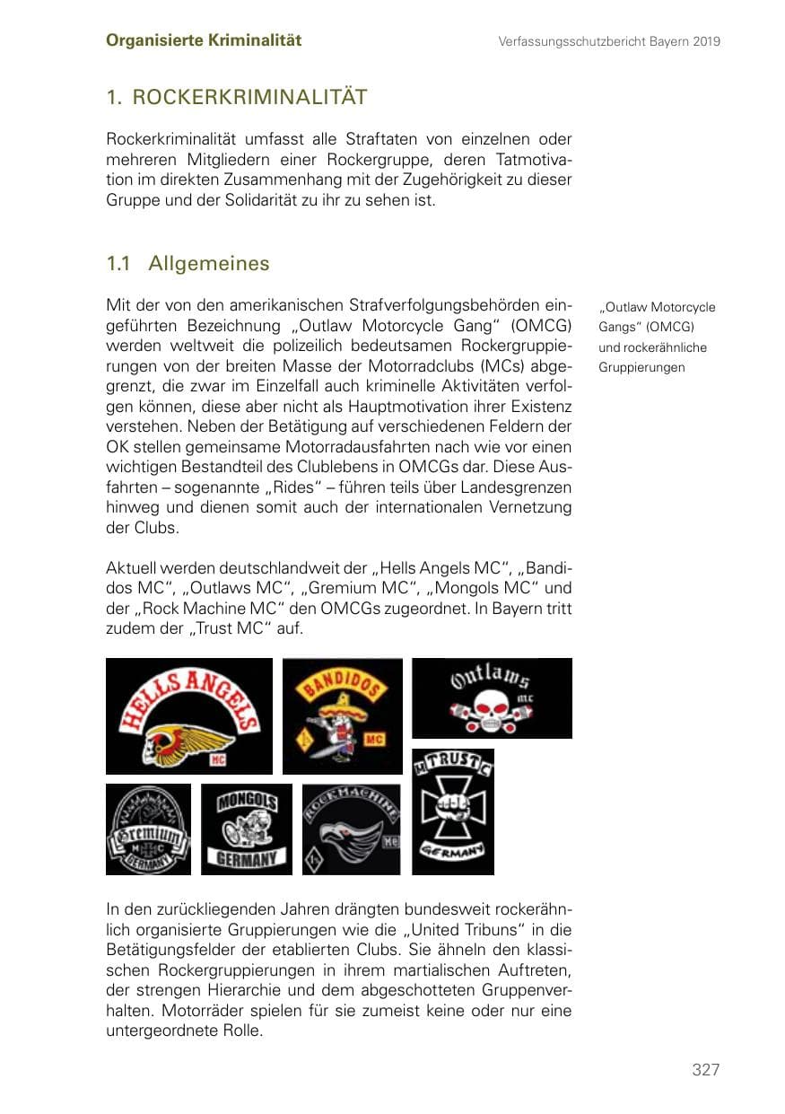 Seite 327 des Verfassungsschutzbericht 2019 Bayern