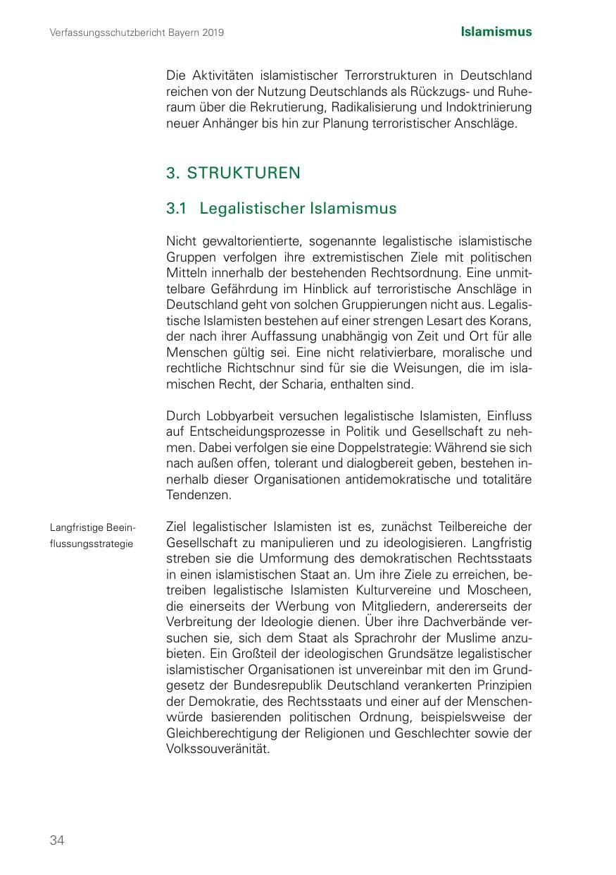 Seite 34 des Verfassungsschutzbericht 2019 Bayern