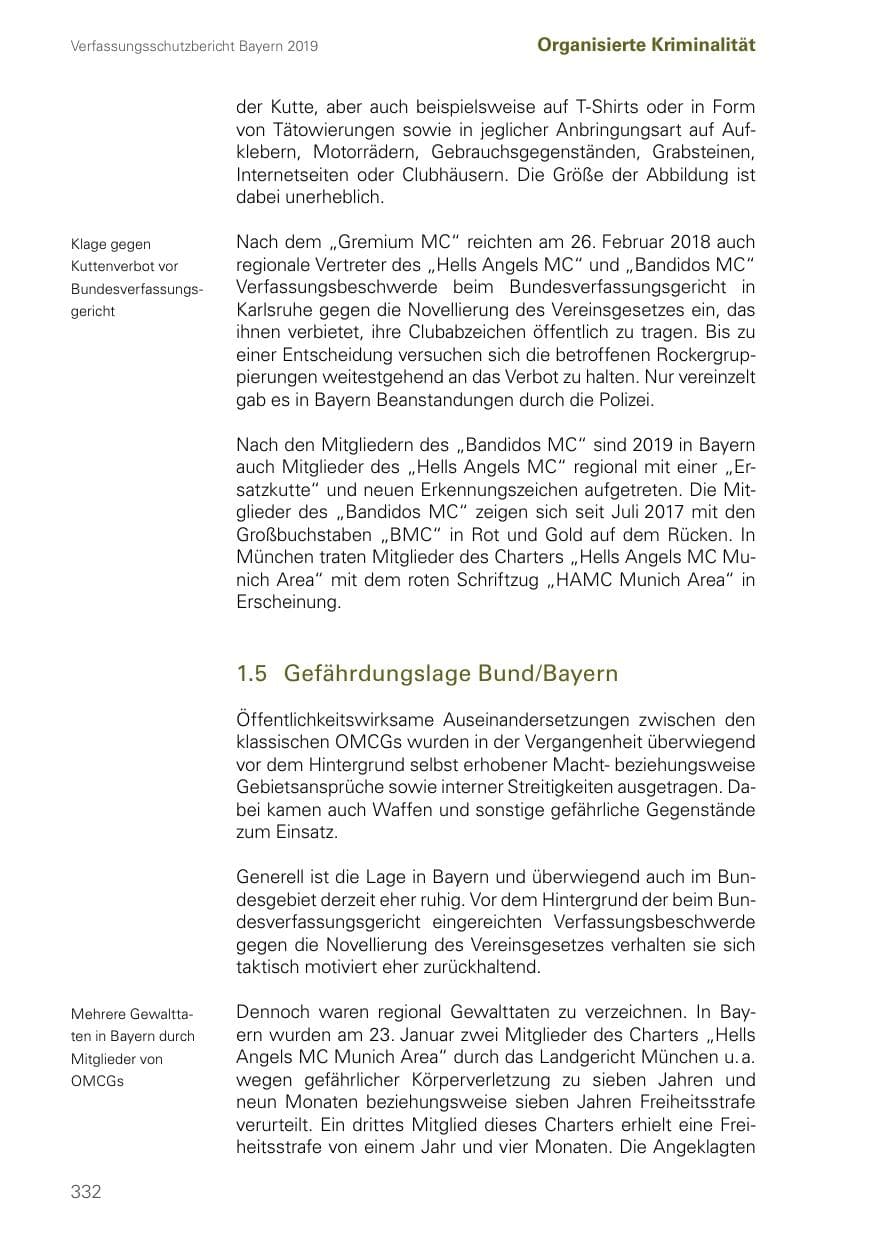 Seite 332 des Verfassungsschutzbericht 2019 Bayern