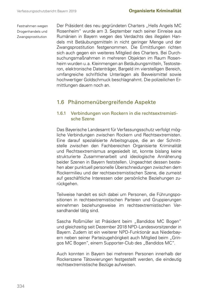 Seite 334 des Verfassungsschutzbericht 2019 Bayern