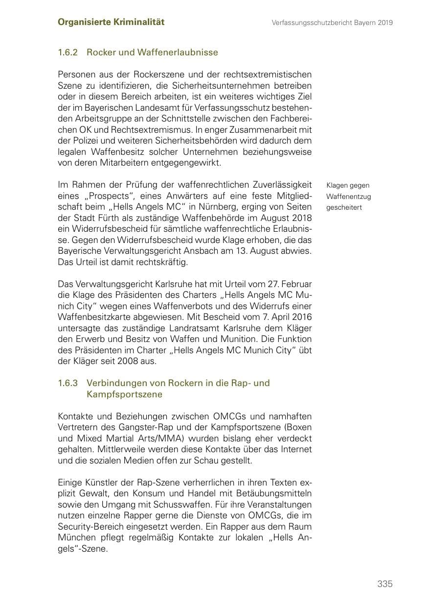 Seite 335 des Verfassungsschutzbericht 2019 Bayern