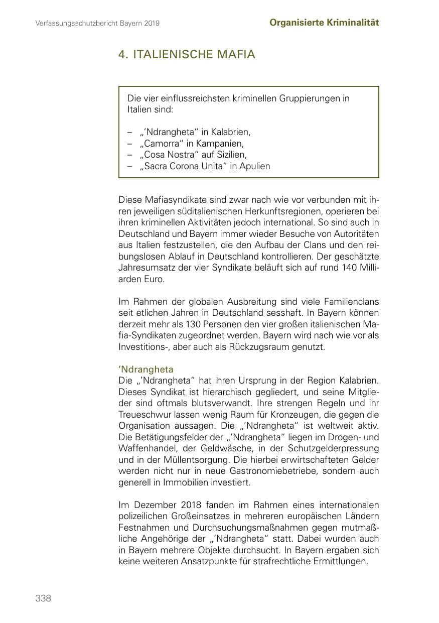 Seite 338 des Verfassungsschutzbericht 2019 Bayern