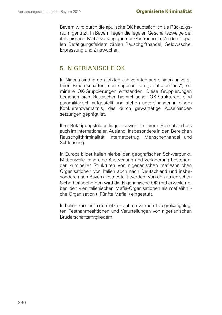 Seite 340 des Verfassungsschutzbericht 2019 Bayern