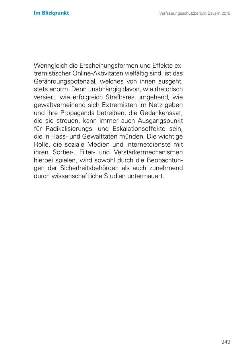 Seite 343 des Verfassungsschutzbericht 2019 Bayern