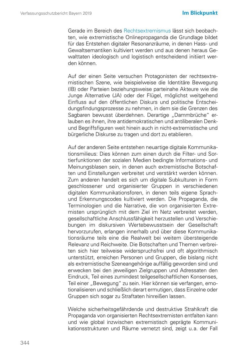 Seite 344 des Verfassungsschutzbericht 2019 Bayern