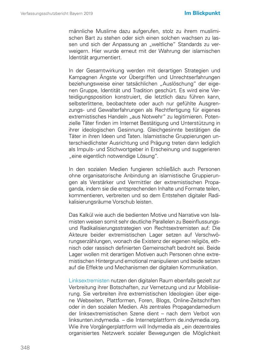 Seite 348 des Verfassungsschutzbericht 2019 Bayern
