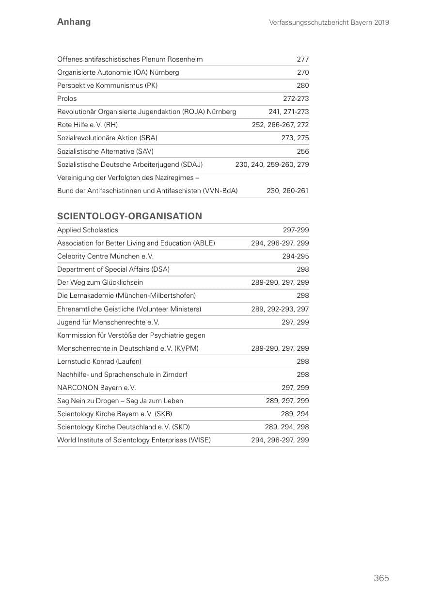 Seite 365 des Verfassungsschutzbericht 2019 Bayern