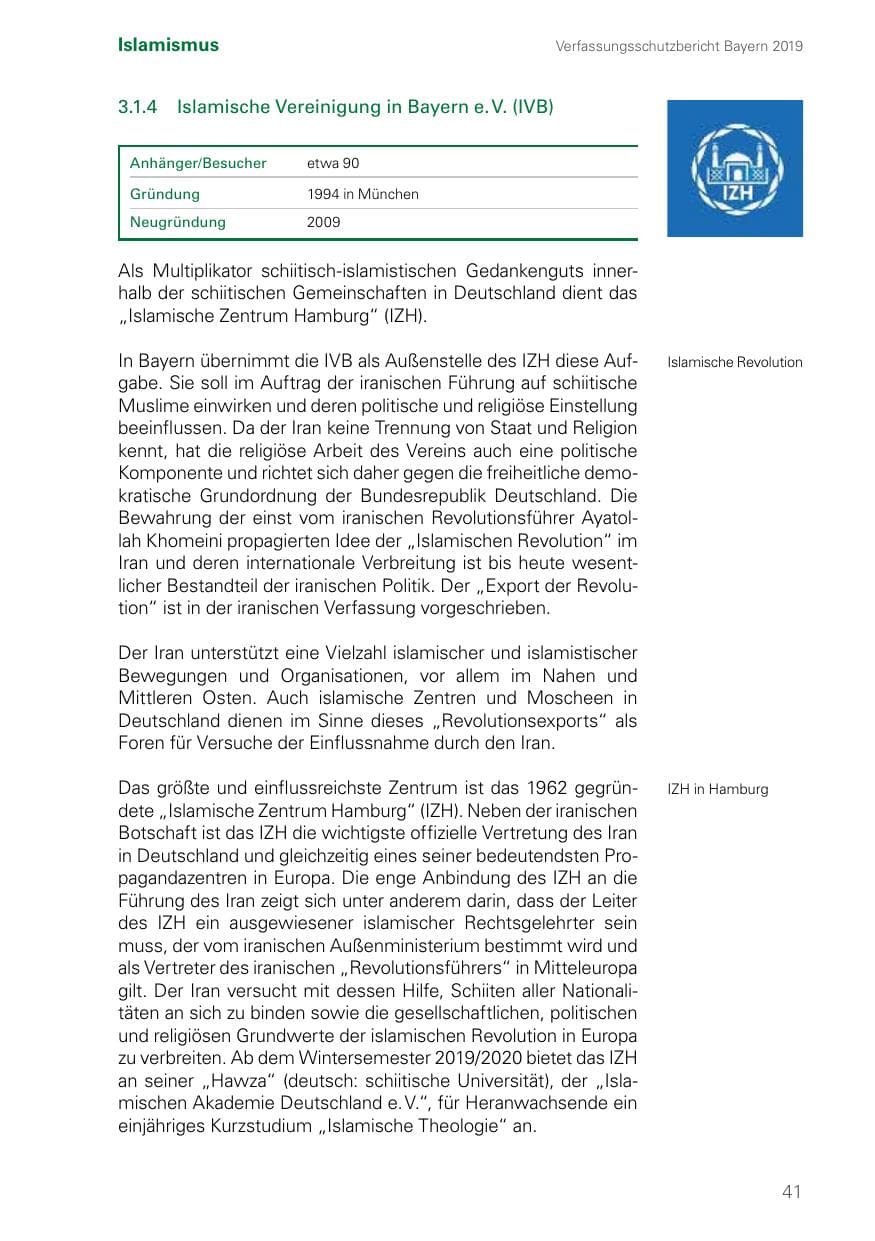 Seite 41 des Verfassungsschutzbericht 2019 Bayern