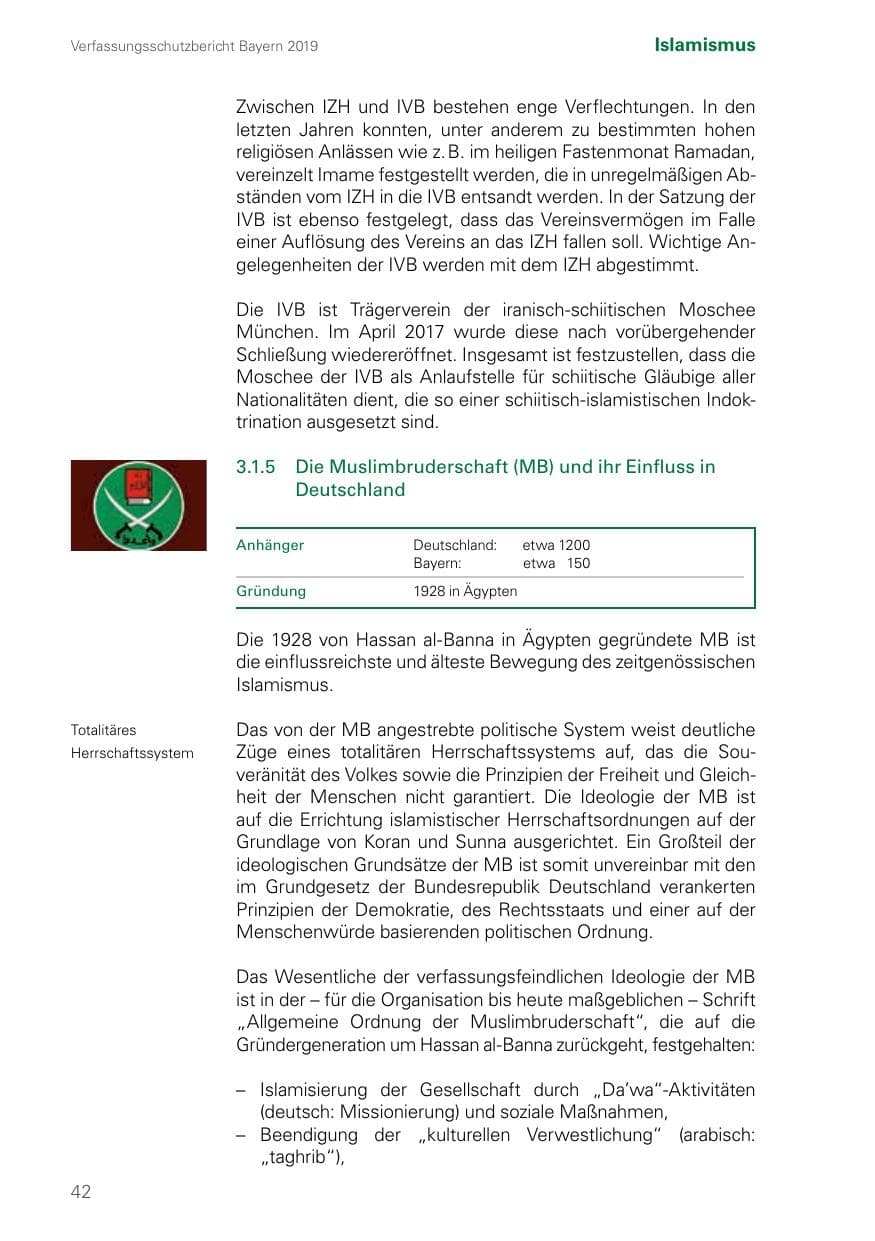 Seite 42 des Verfassungsschutzbericht 2019 Bayern