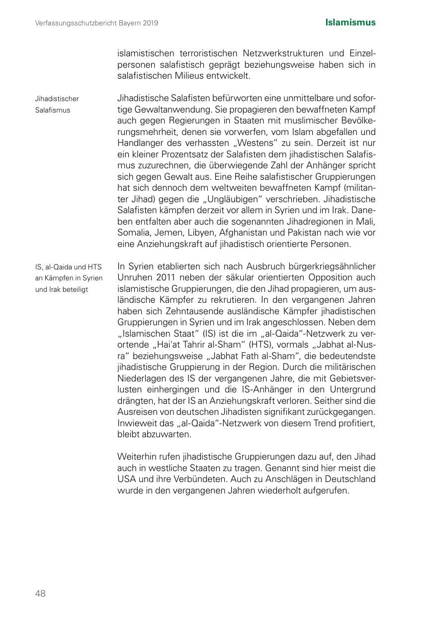 Seite 48 des Verfassungsschutzbericht 2019 Bayern