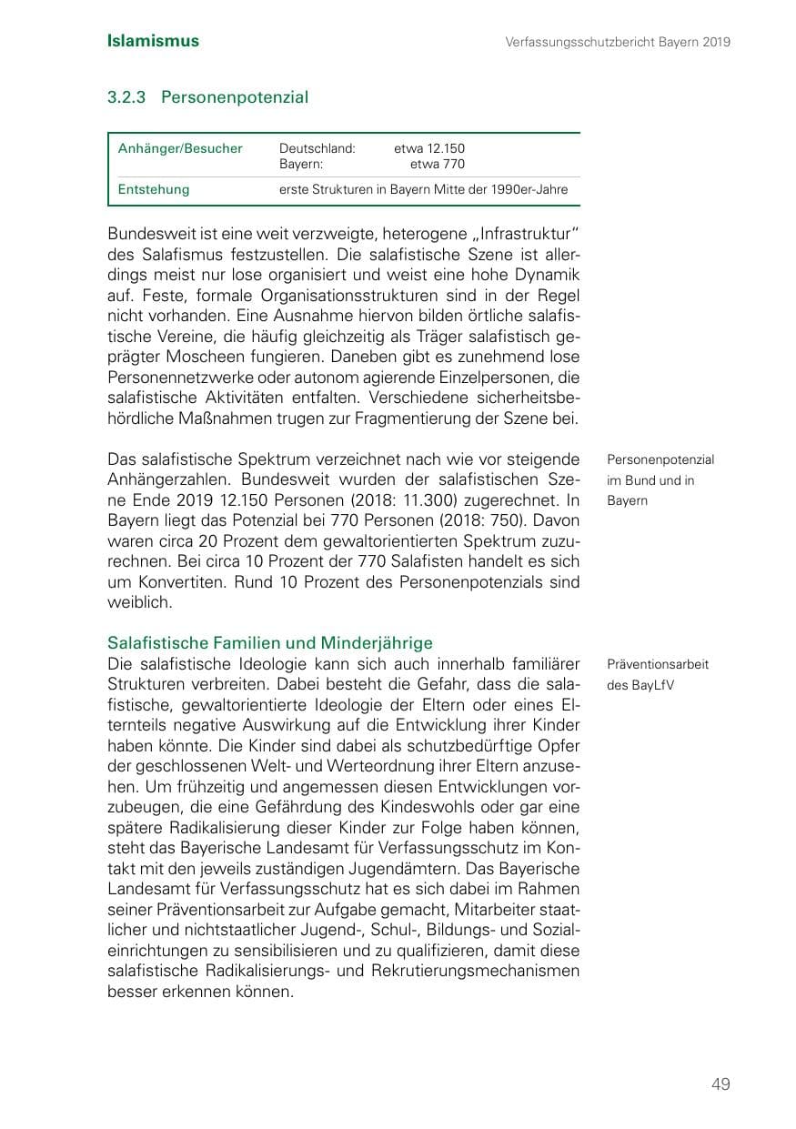 Seite 49 des Verfassungsschutzbericht 2019 Bayern