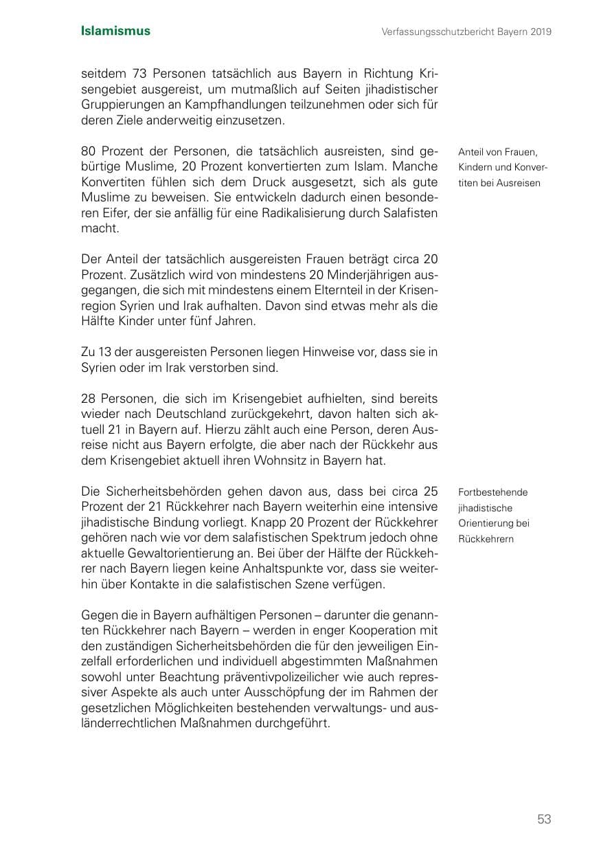 Seite 53 des Verfassungsschutzbericht 2019 Bayern