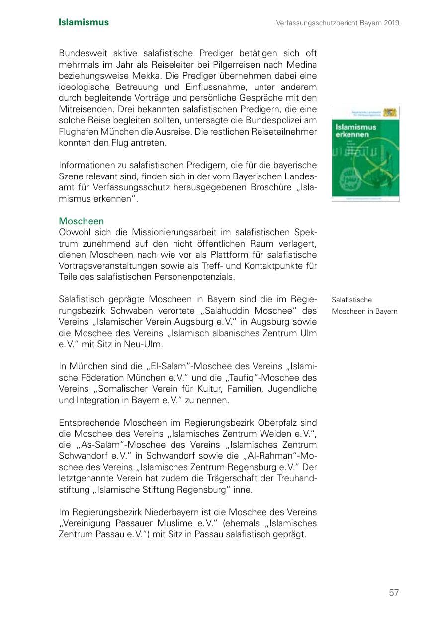 Seite 57 des Verfassungsschutzbericht 2019 Bayern